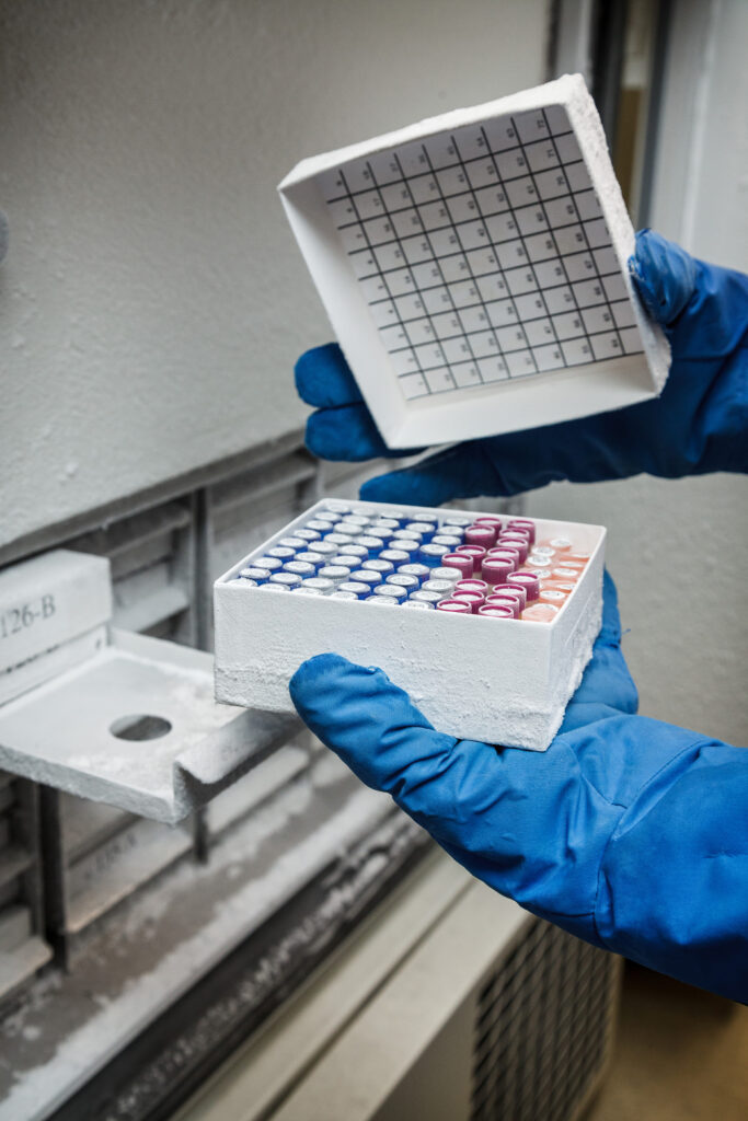 Štítky na víčkách zkumavek v -80°C