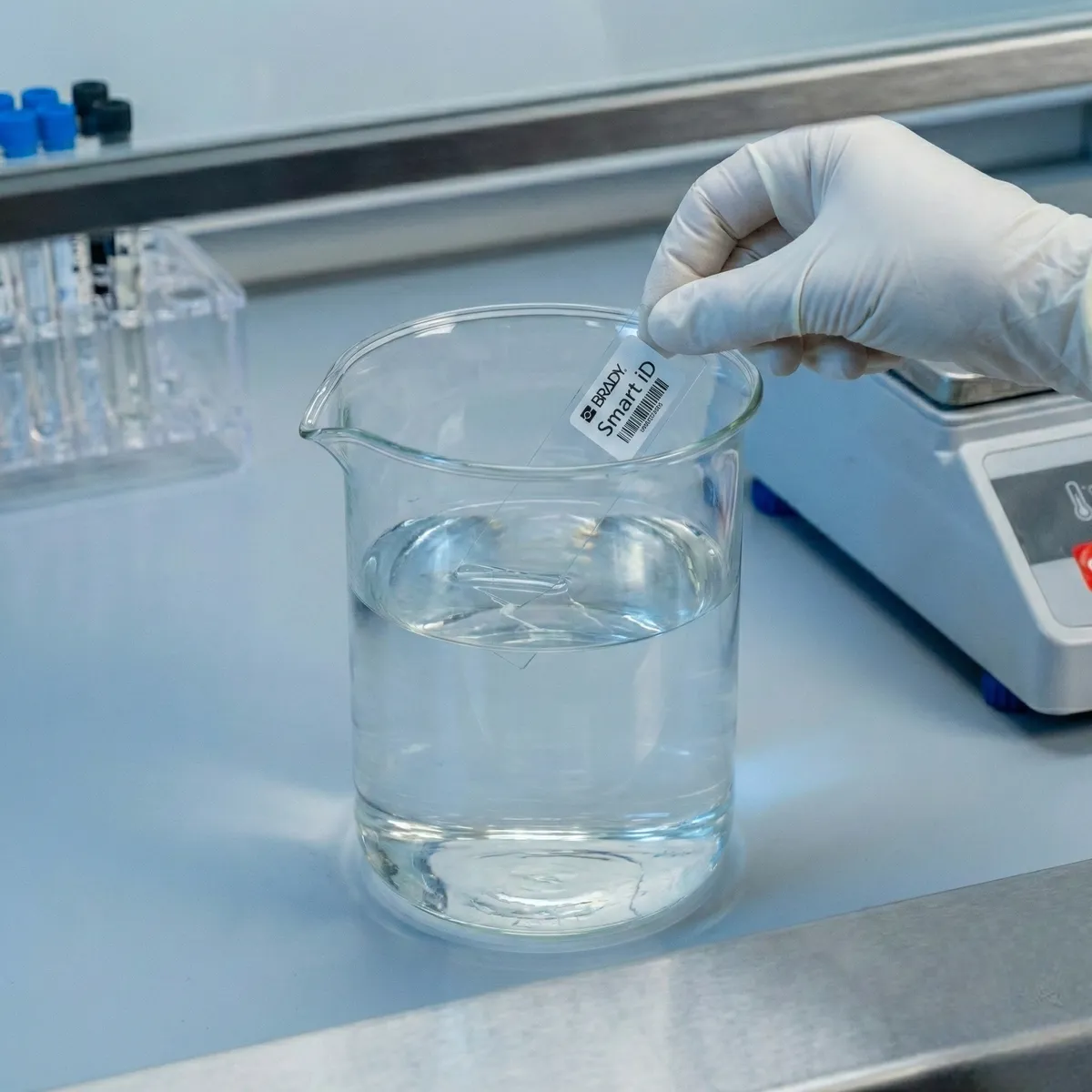 Chemicky odolný laboratorní štítek na podložním sklíčku